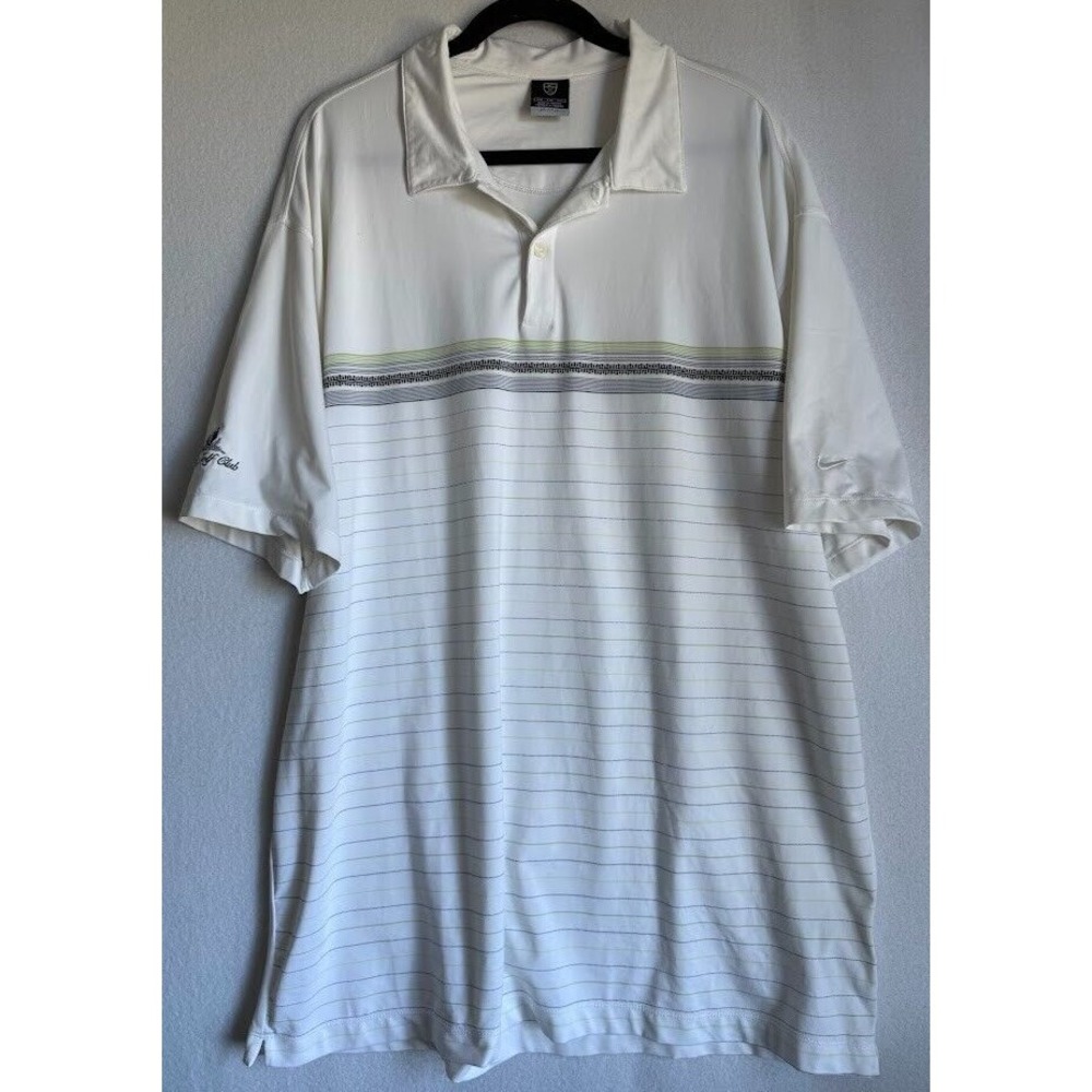 Nike Polo Shirt Men  XXL White‎ Legacy Golf Club  Embroidery  Dri-Fit UV